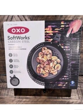 OXO SoftWorks Carbon Steel 12" BBQ Pan Removable Handle. Unopened New In Box